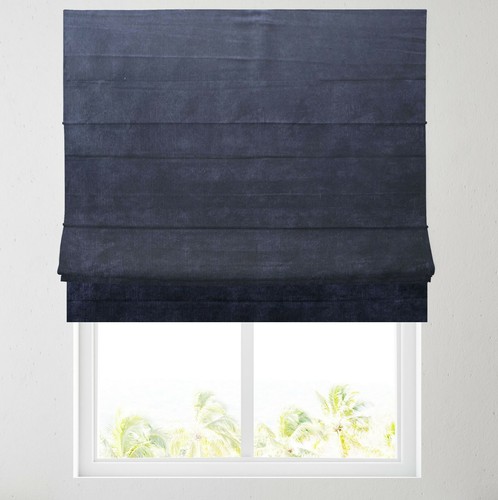 Navy ribbed lined roman blind - lined,