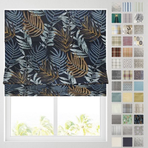 Patterned roman blinds fully - -,