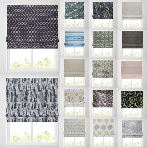 Patterned roman blinds fully - -,