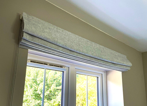 Grey fabric roman blind - fabric,