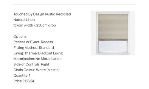 Roman blind 137x250cm natural - blind,